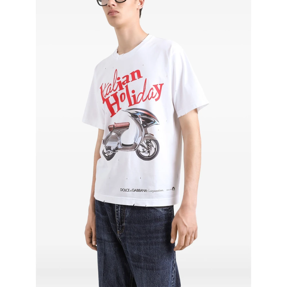 Dolce & Gabbana Optisch Wit T-Shirt White Heren