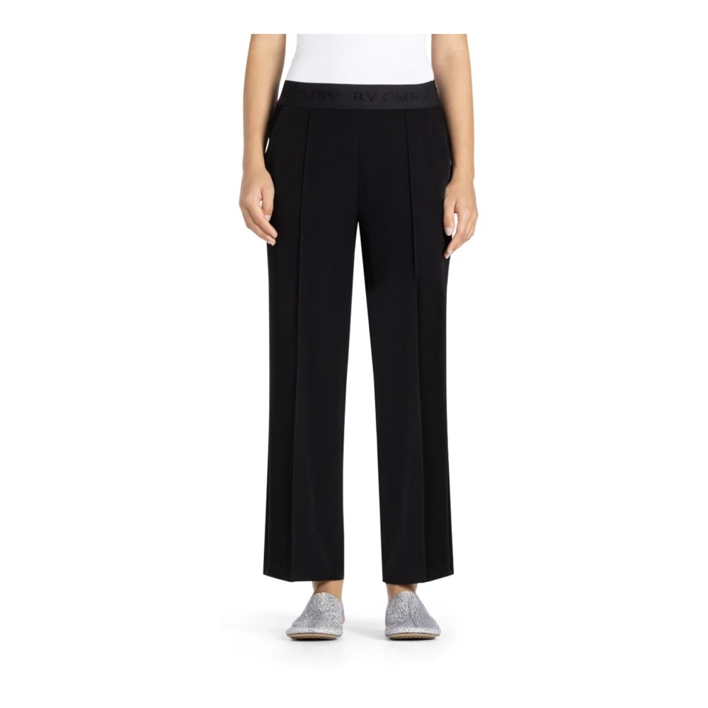 Cambio Women's Black Wide Fit Culotte Trousers With Elastic Waist - Straight Trousers - 2XL - Trousers