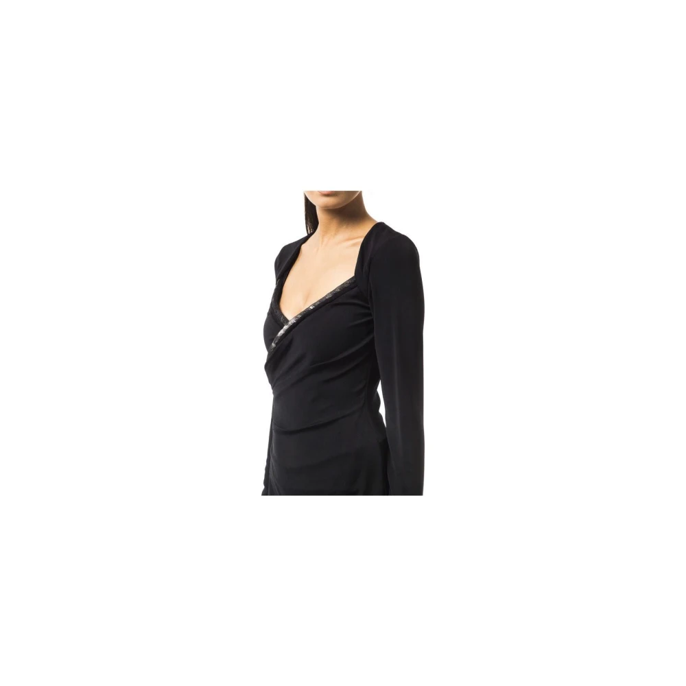 By Byblos Open Hals Lange Mouw T-shirt Black Dames