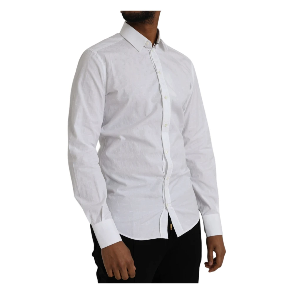 Dolce & Gabbana Wit Katoenen Shirt Gold Model White Heren