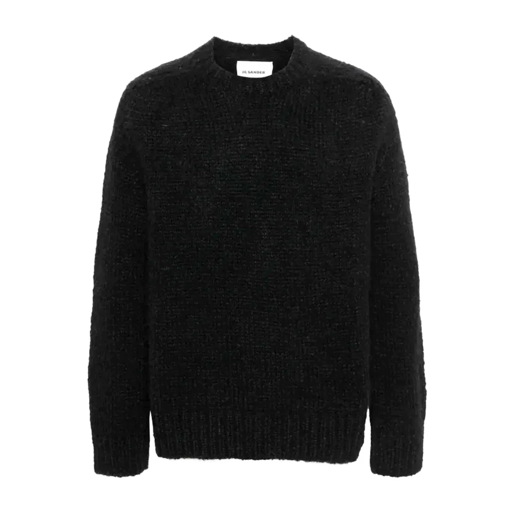 Jil Sander Men's Black Luxurious Alpaca Wool Jumper - Round-Neck Knitwear - L - Knitwear