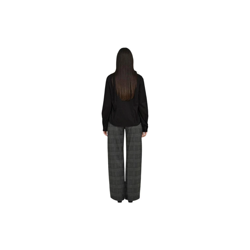 Jacqueline de Yong Zwarte Katoenen V-hals Blouse Black Dames