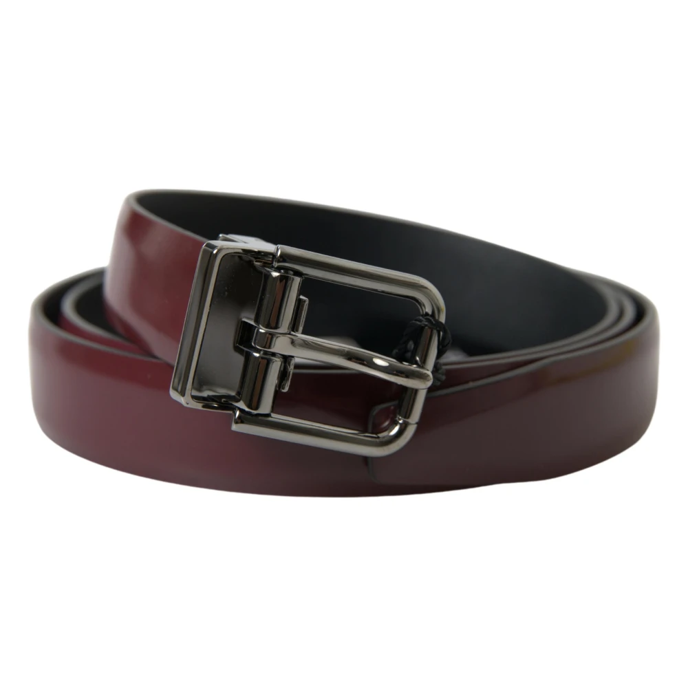 Dolce & Gabbana Herren Rot Silberne Metallschnalle Gürtel