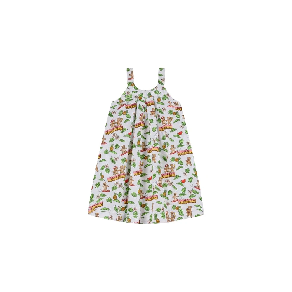 Moschino Multicolor Dresses, Female, 8 Y, Teddy Bear Cotton Poplin Dress
