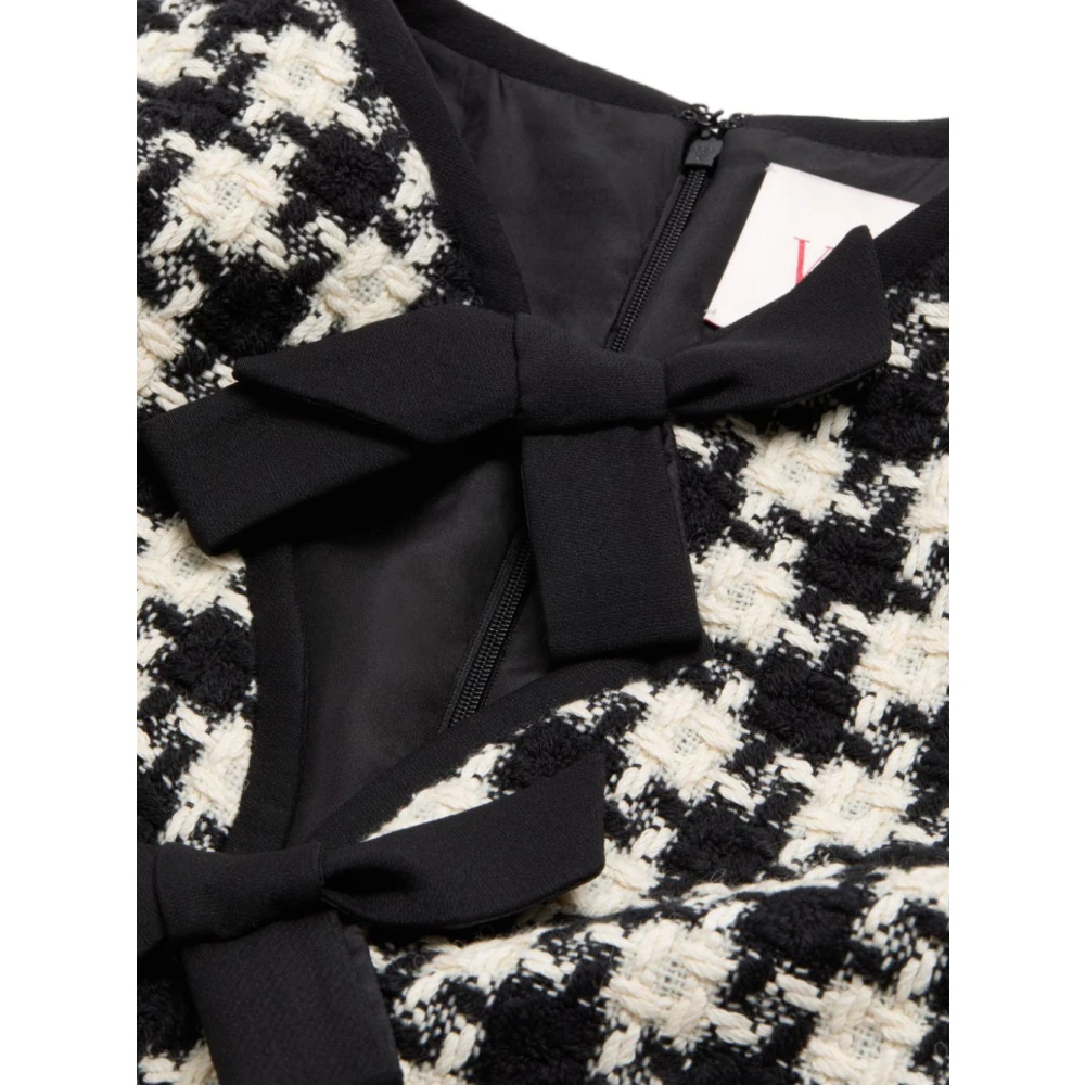 Valentino Zijden Jurk met Geometrisch Patroon en Strikdetail Beige Dames