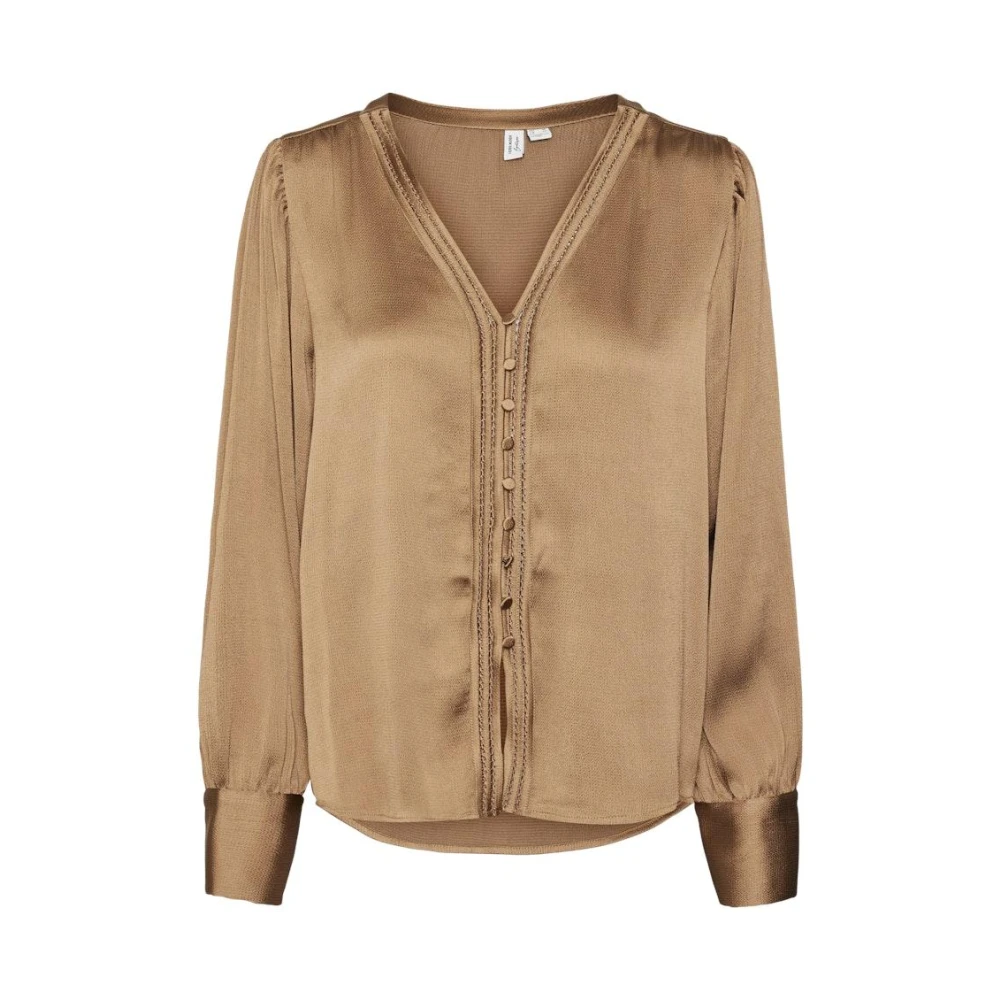 Vero Moda Foxtrot Lange Mouwen Shirt Bruin Brown Dames