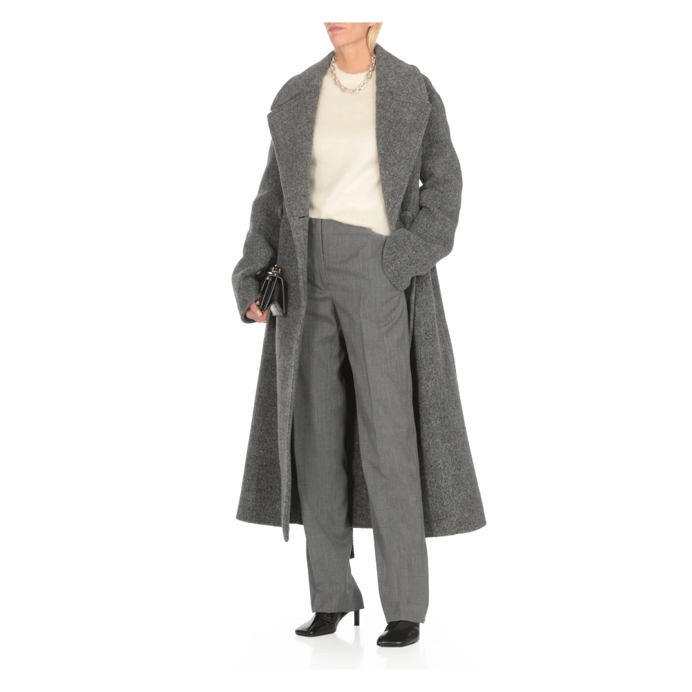 Jil Sander Grijze Wollen Broek met Zakken Gray Dames
