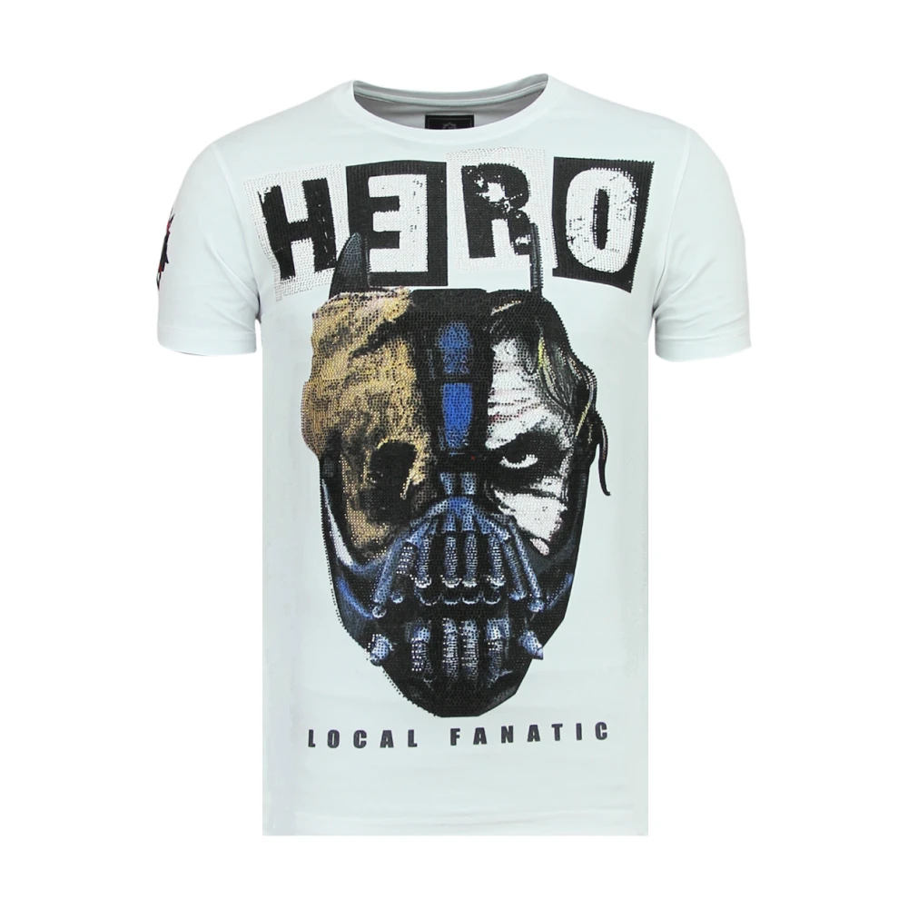 Local Fanatic Hero Mask Rhinestones - Sommar T-shirt Man - 6323W White, Herr