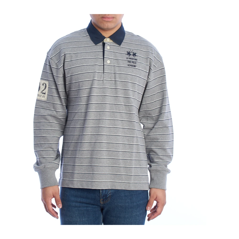 La Martina Men's Gray Classic Long Sleeve Polo Shirt