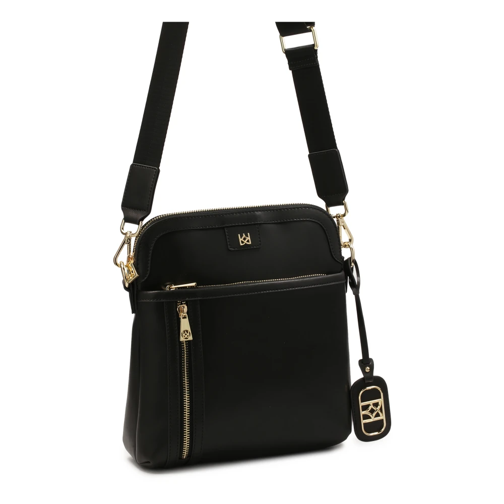 Kazar Zwarte leren posttas Black Dames