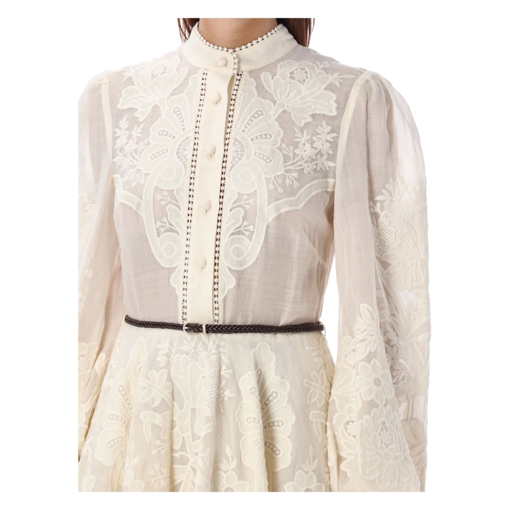 Zimmermann Crème Kant Mini Jurk Aw24 Beige Dames