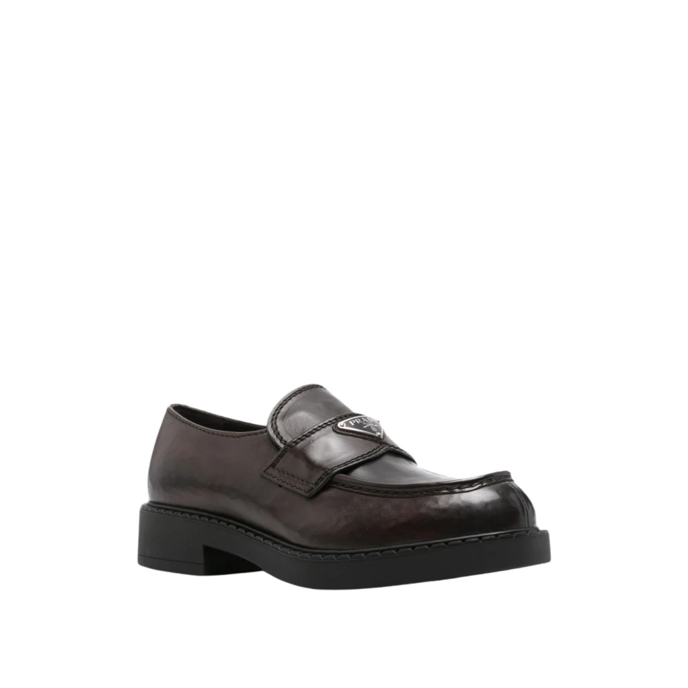 Prada Brown Loafers, Male, 7 1/2 Uk, Flat Shoes