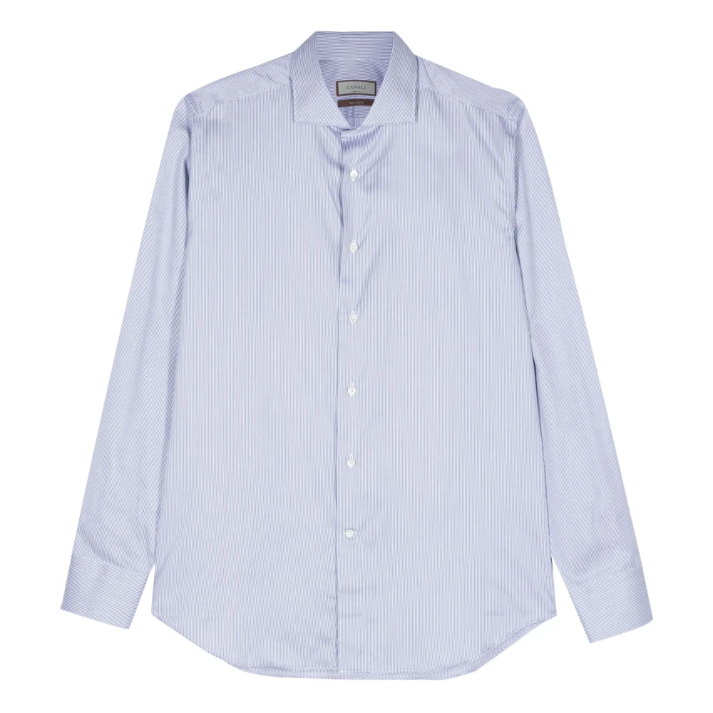 Canali Impeccabile Katoenen Gestreept Overhemd Blue Heren