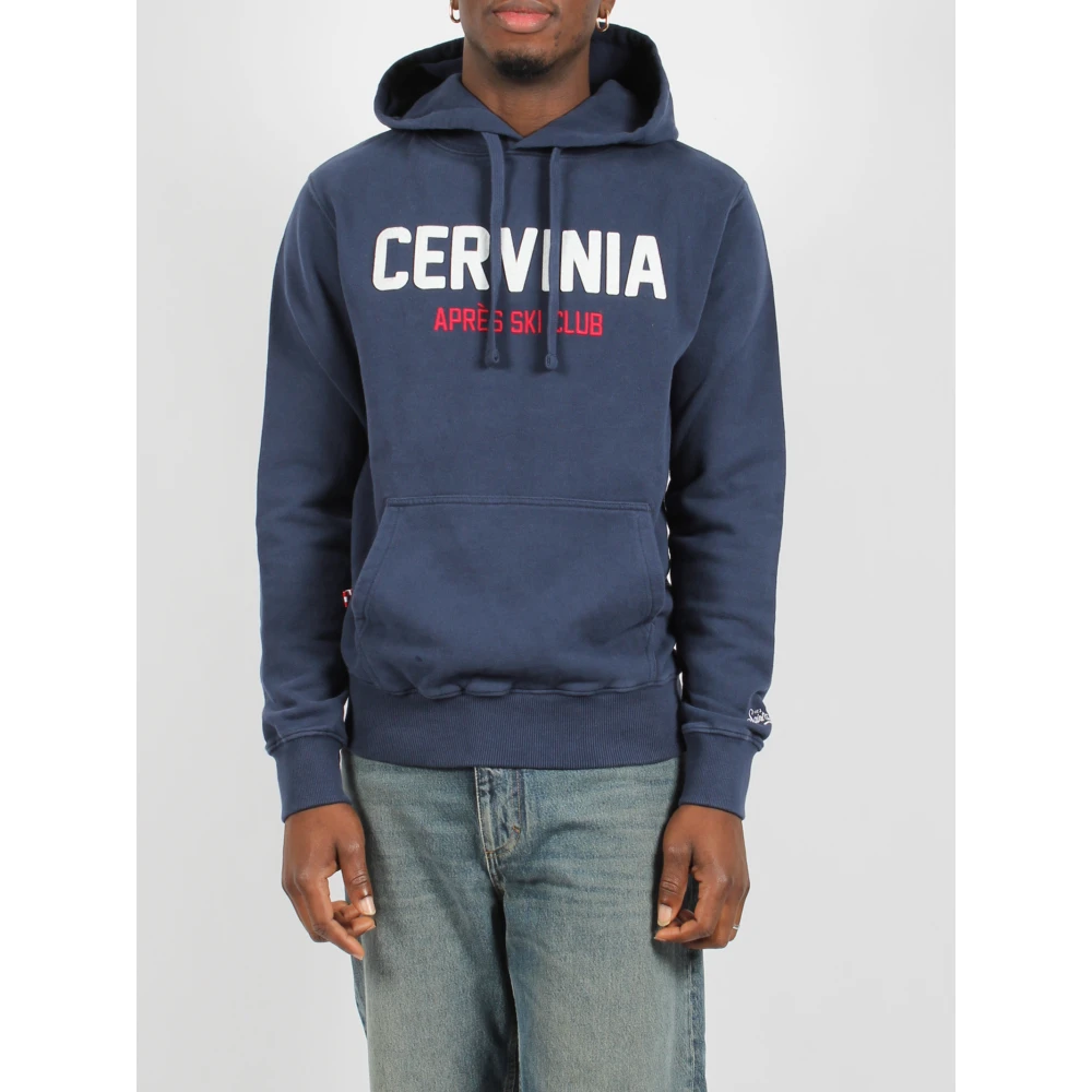 MC2 Saint Barth Geborduurde hoodie met pluche interieur Blue Heren