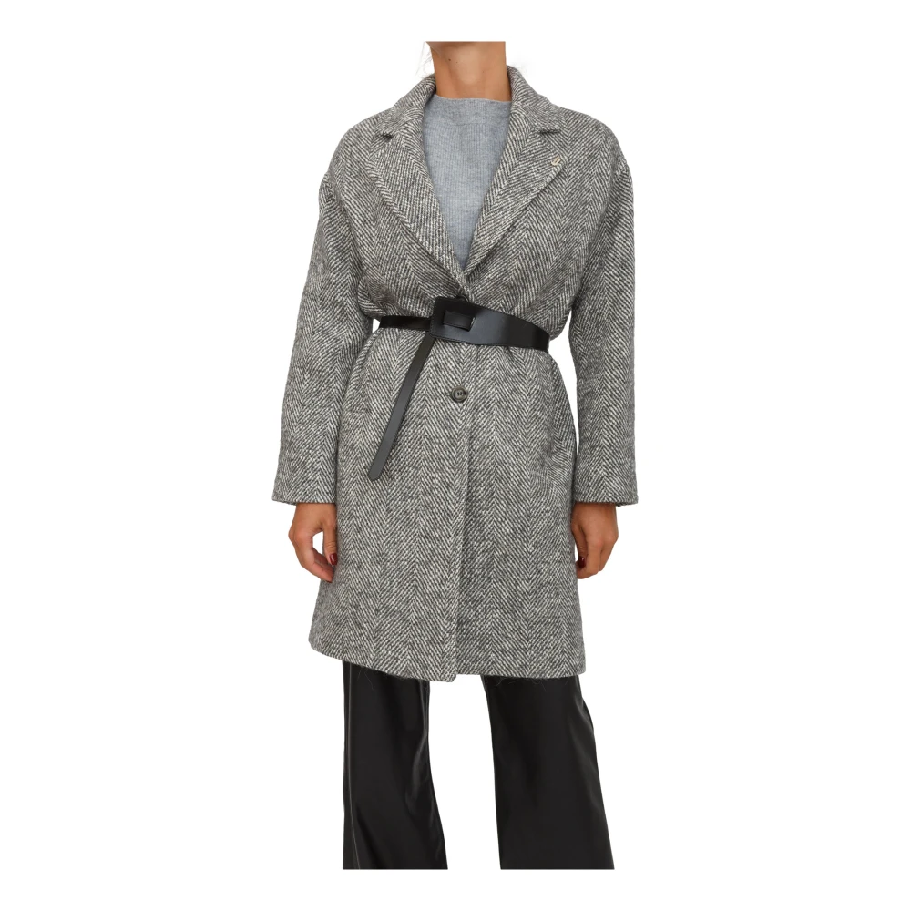 Liu Jo Women's Gray Belted Coat