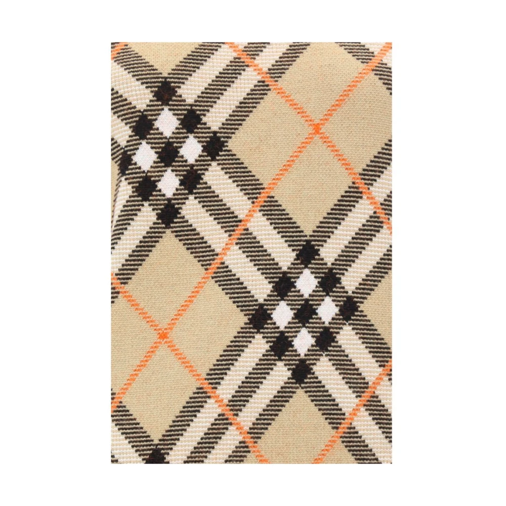 Burberry Geruite Wollen Trui Beige Dames