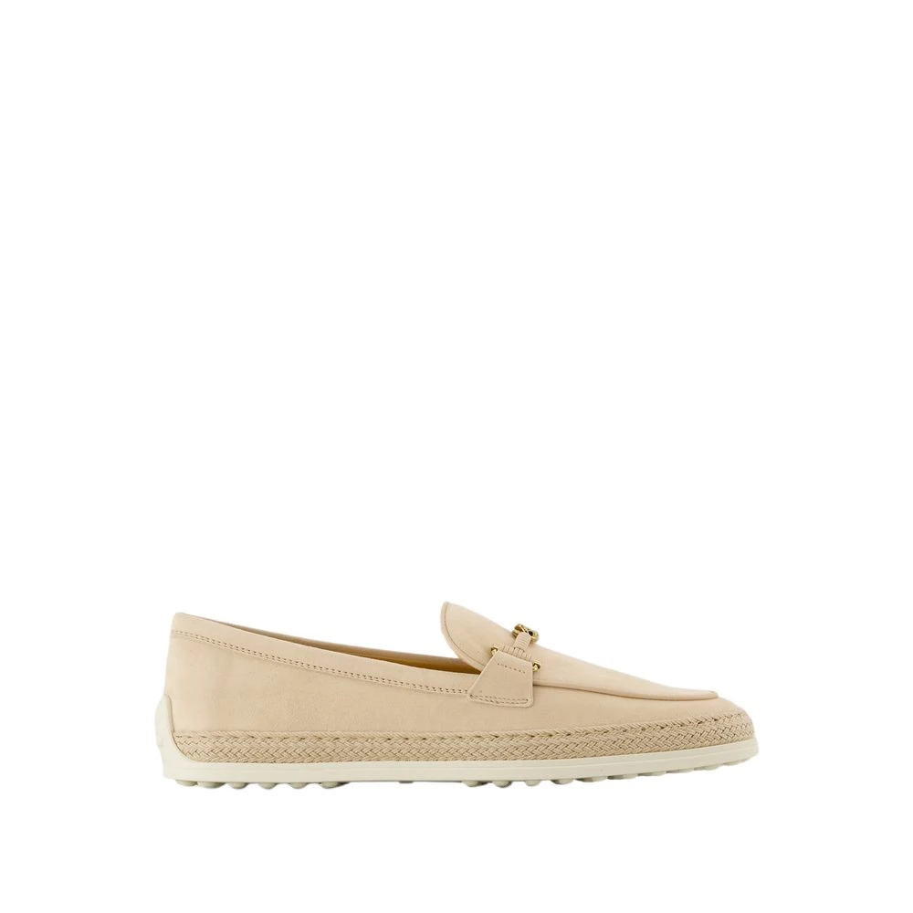 Tods, Loafers, female, Beige, 5 UK, Beige Raffia Loafer Slip-On Round Toe
