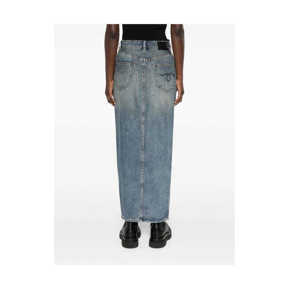 R13 Blauwe denim rok met logo patch Blue Dames
