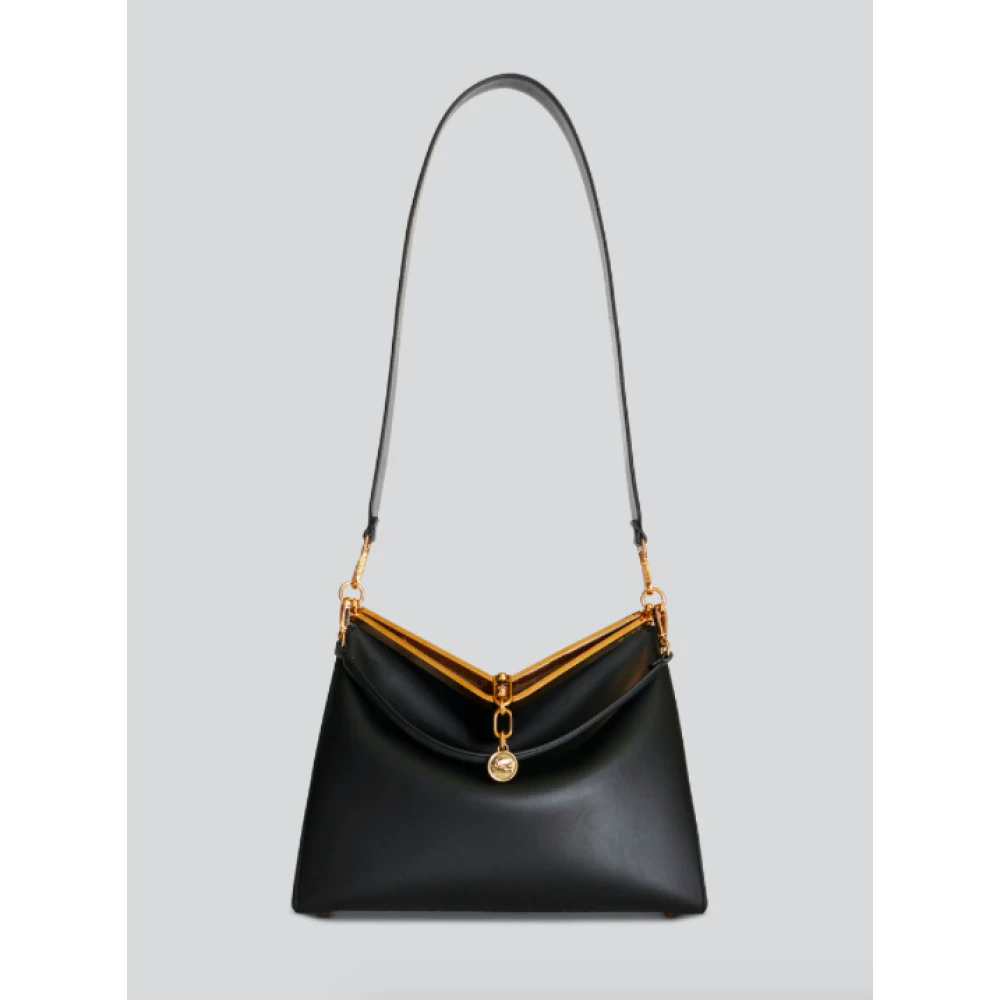 ETRO Zwarte Leren Schoudertas Vela Black Dames