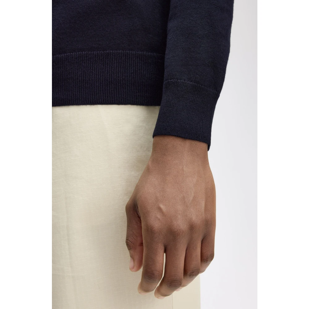 Fred Perry Merino Wol Ronde Hals Trui Blue Heren