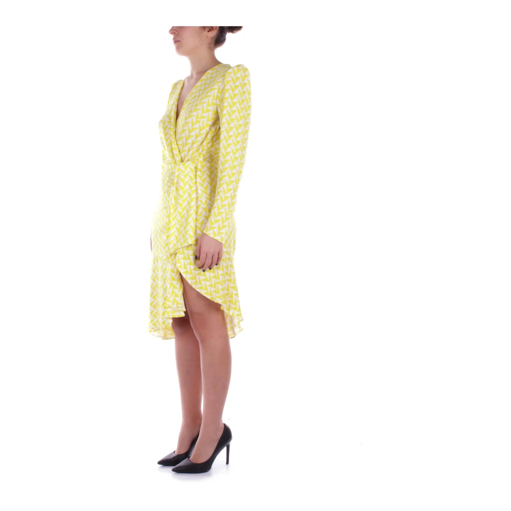 Elisabetta Franchi Gele jurken met knoopdetail Yellow Dames