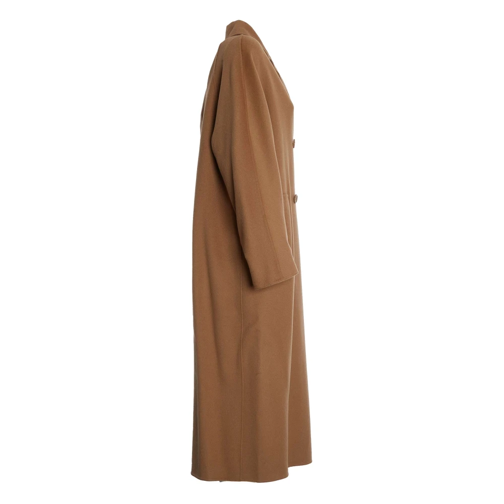 Max Mara Elegante Beige Double-Breasted Wollen Jas Beige Dames