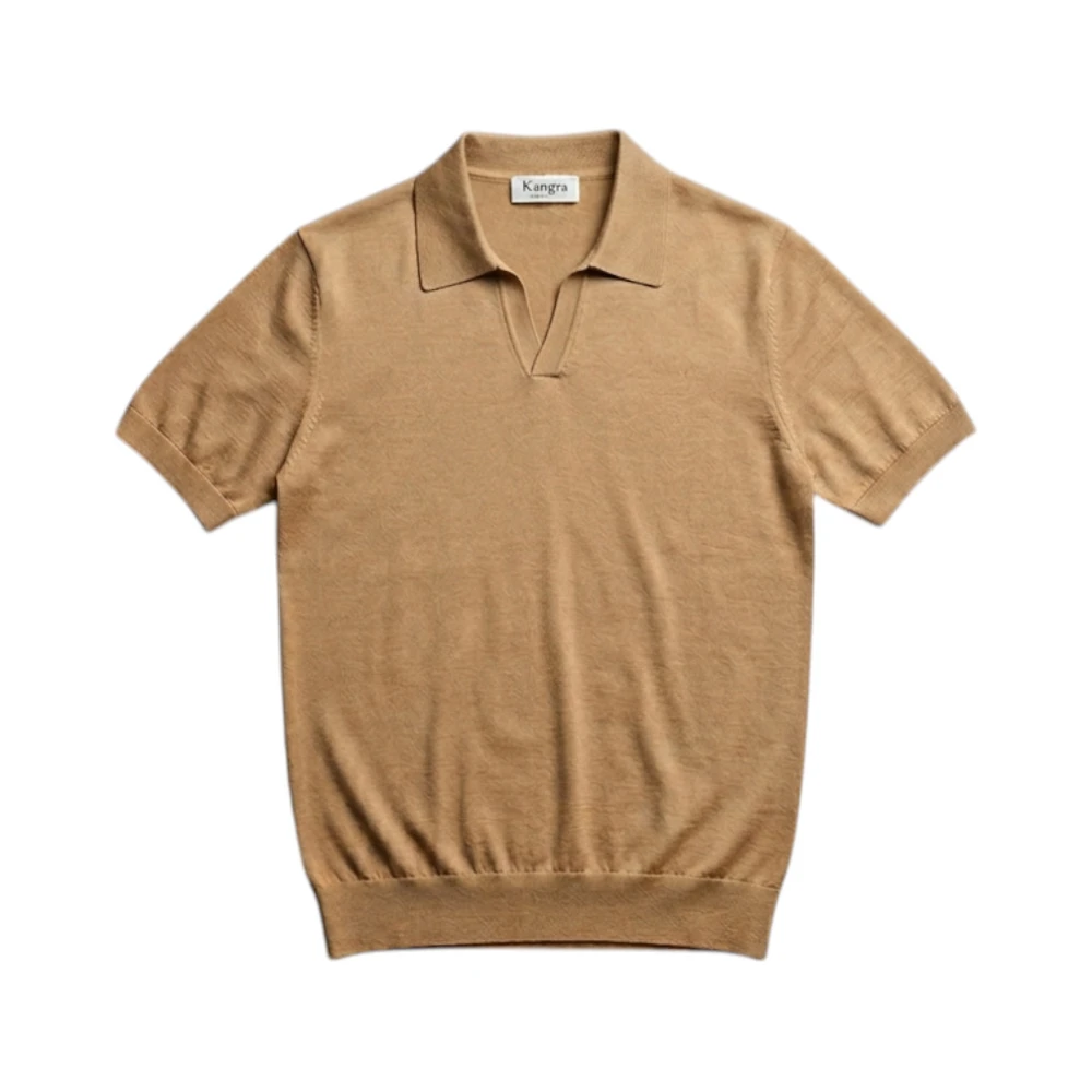 Kangra Brown Polo Shirts, Male, M, Silk And Cotton Polo