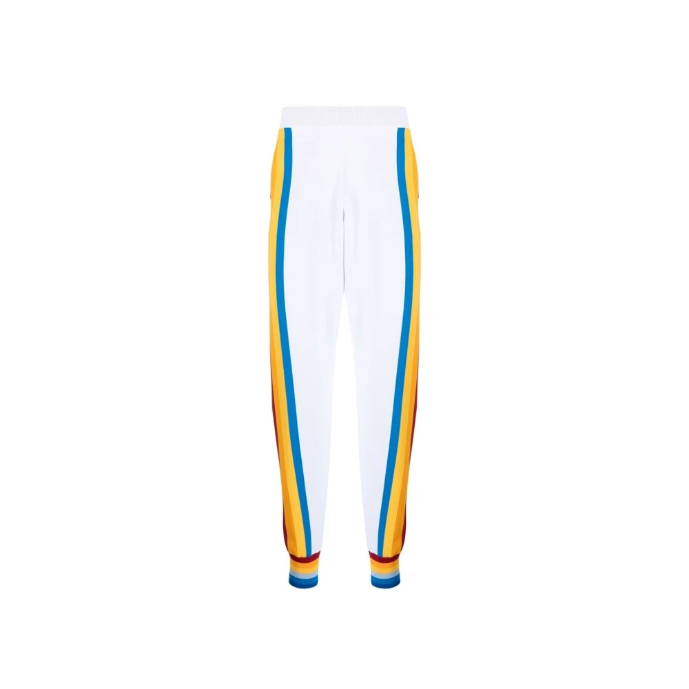 Casablanca Gestreepte trackpants met geribbelde afwerking White Heren