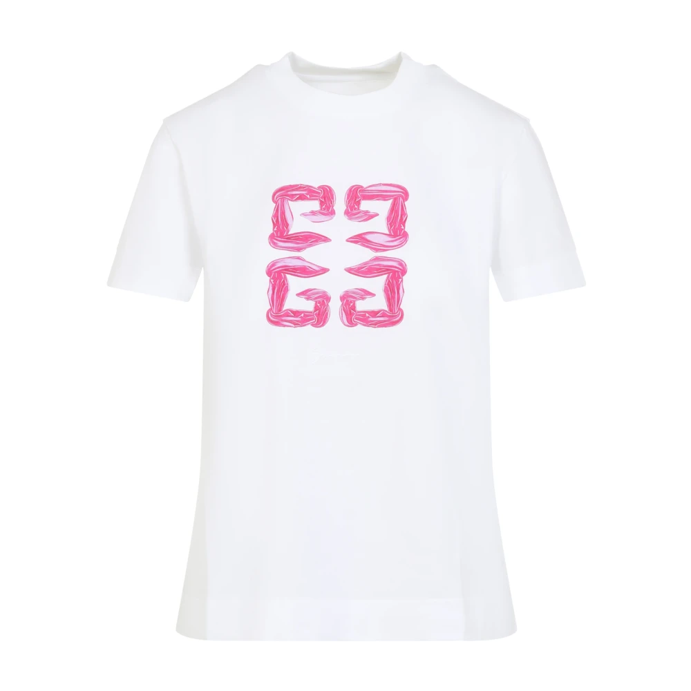 Givenchy Slim fit T-shirt met ronde hals en grafische print White Dames