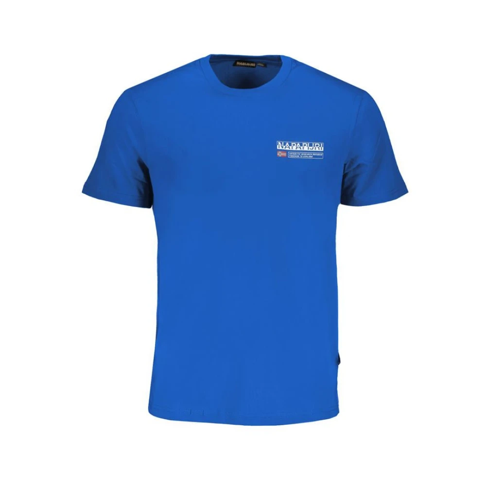 Napapijri Blauw Katoen Logo Print T-Shirt Blue Heren