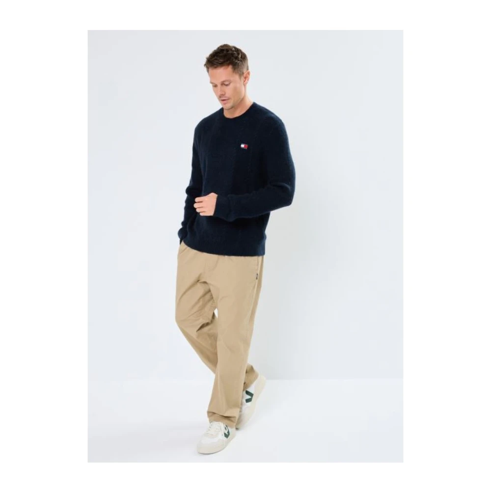 Tommy Jeans Geborduurde Logo Sweater Blauw Blue Heren