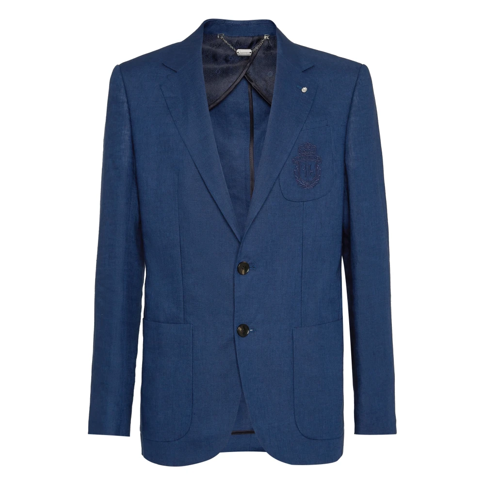 Billionaire Men's Blue Blazers, L, Linen Blazer