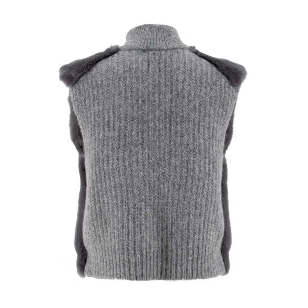 PESERICO Luxe Gebreid Vest met Ritssluiting Gray Dames