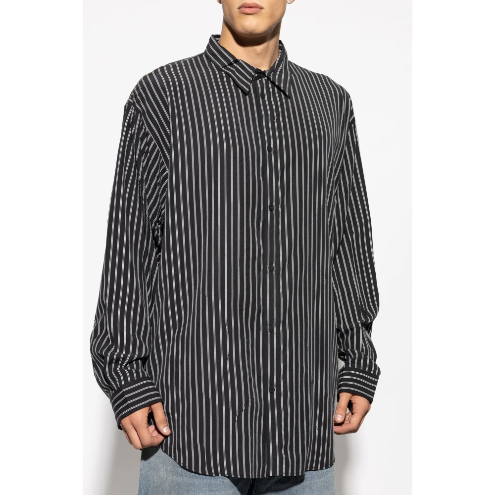 Balenciaga Shirt met Streepjespatroon Black Heren