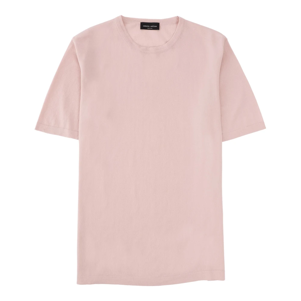 Roberto Collina Geborduurde Gebreide T-shirt Pink Heren