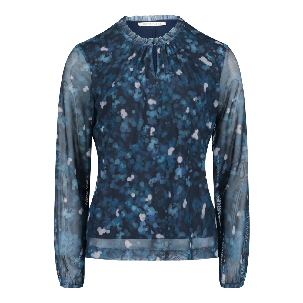 Betty & Co Blouse met gerimpelde halslijn Blue Dames