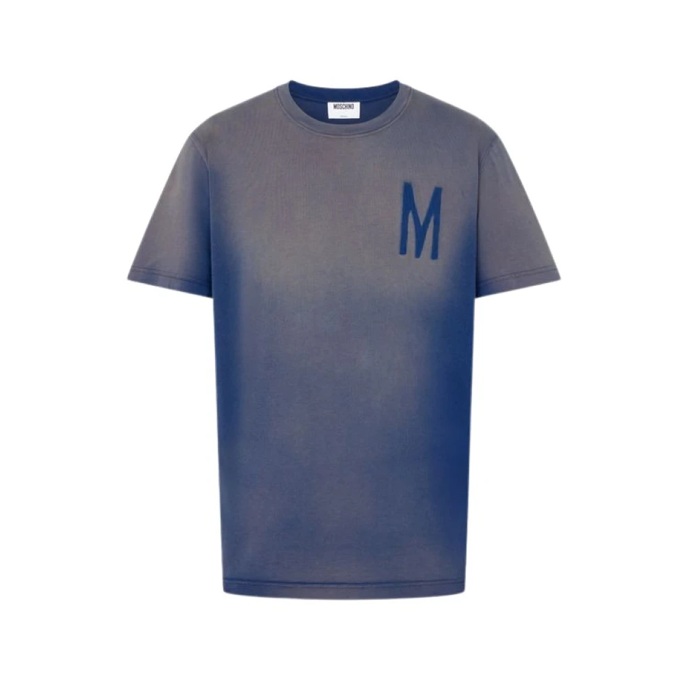 Moschino Blue T-Shirts, Unisex, 2XL, Printed Cotton Jersey T-Shirt