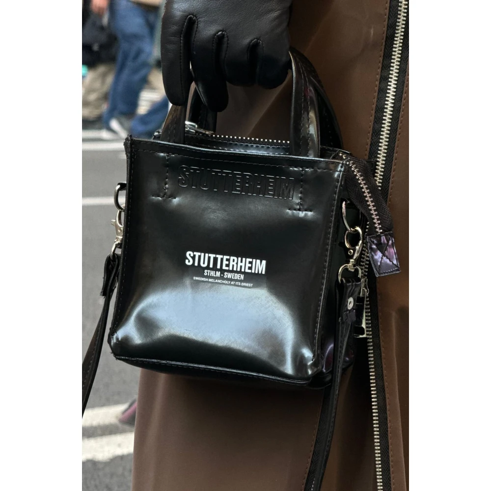 Stutterheim Mini Waterdichte Handtas met Metalen Rits Black Dames