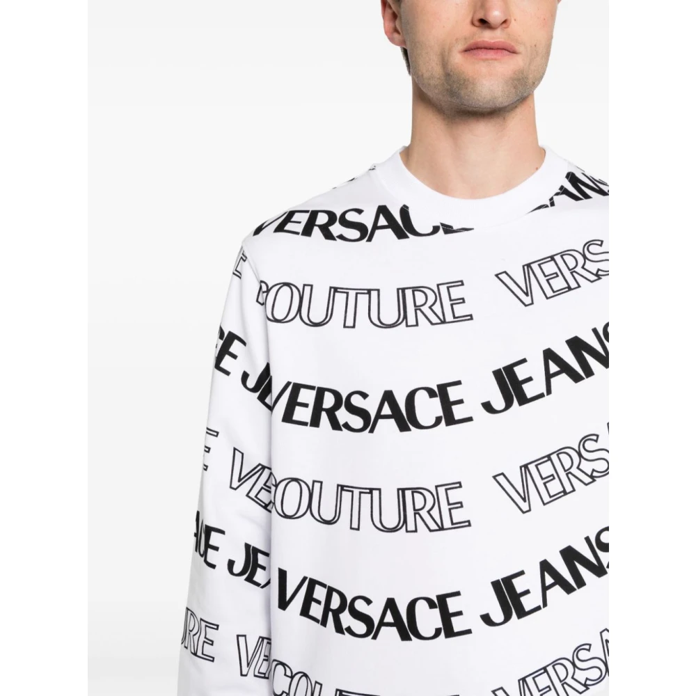 Versace Jeans Couture Witte Fleece Sweaters met PR Monogram White Heren