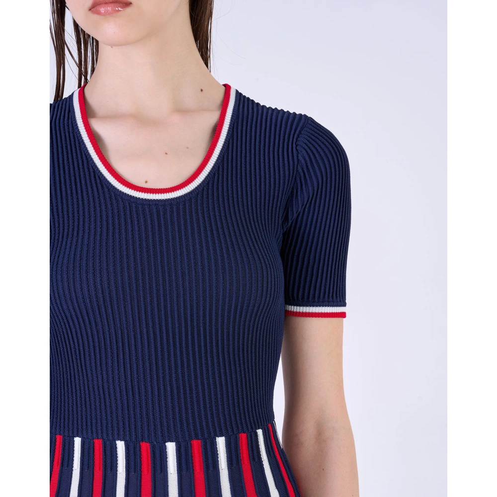 Silvian Heach Geplooide Korte Jurk Ronde Hals Korte Mouw Blue Dames