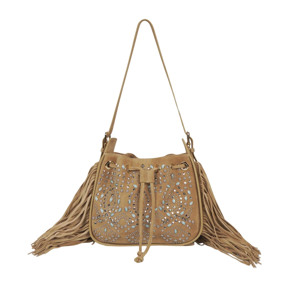 Alma En Pena Vrouw Bruin Fringe Studded Tas