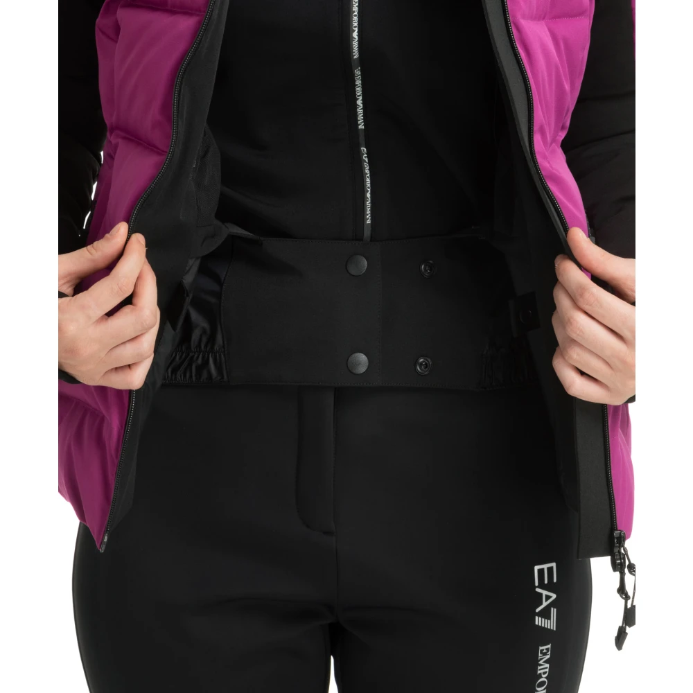 Emporio Armani EA7 Eenvoudige Ski Jas met Capuchon Purple Dames