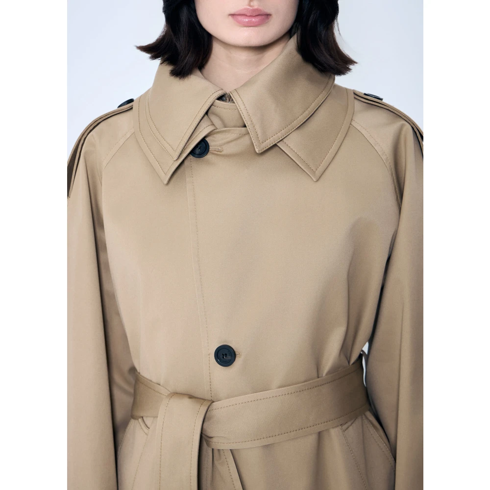Jean Paul Gaultier Logo Patch Trench Coat Beige Dames