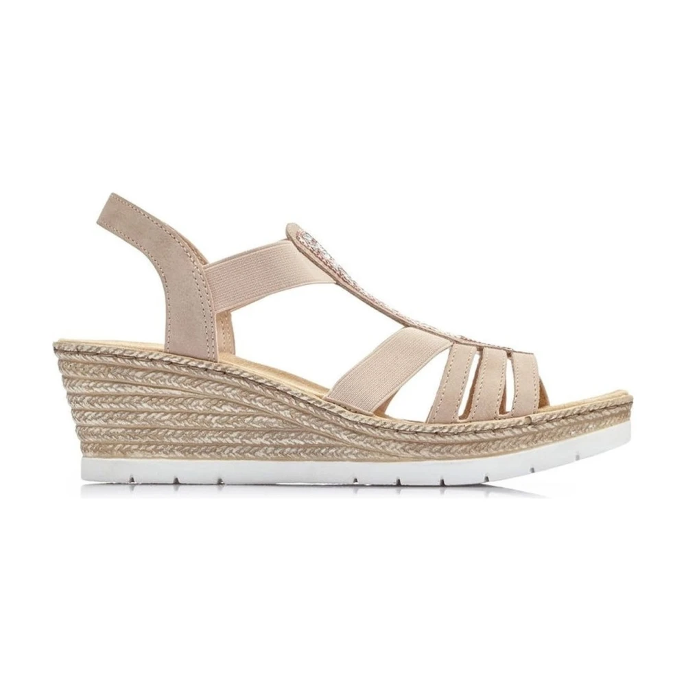 Rieker Women's Beige Wedges, 8 Uk, Flat Sandals For