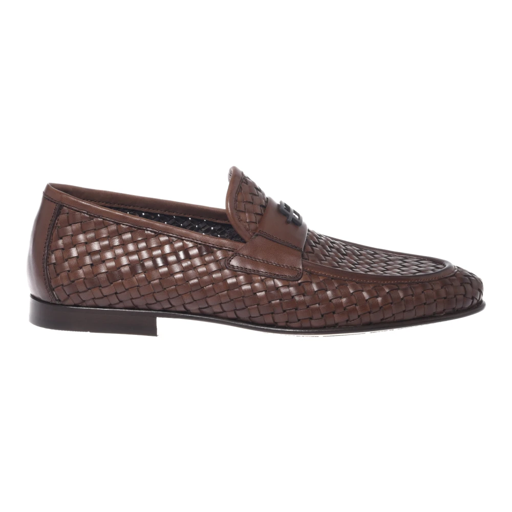 Baldinini Uomo Marrone - Braided Leather Loafer - Shoes - 41 Eu