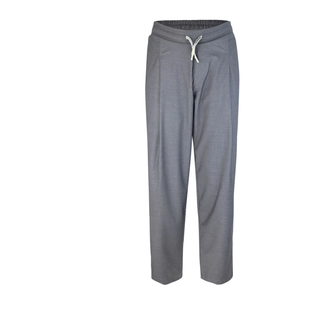 A Paper Kid Grijze Flanellen Loose Fit Broek Gray Heren
