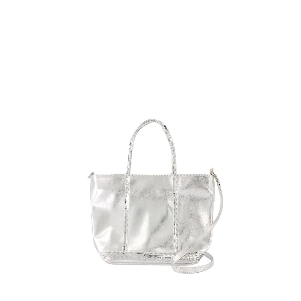 Vanessa Bruno Zilveren Leren Shopper Tas met Glitterhandvatten Gray Dames