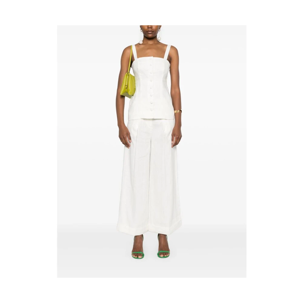 Faithfull the Brand Witte Linnen Taillevest White Dames