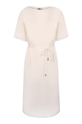 Seersucker Belted Midi Dress