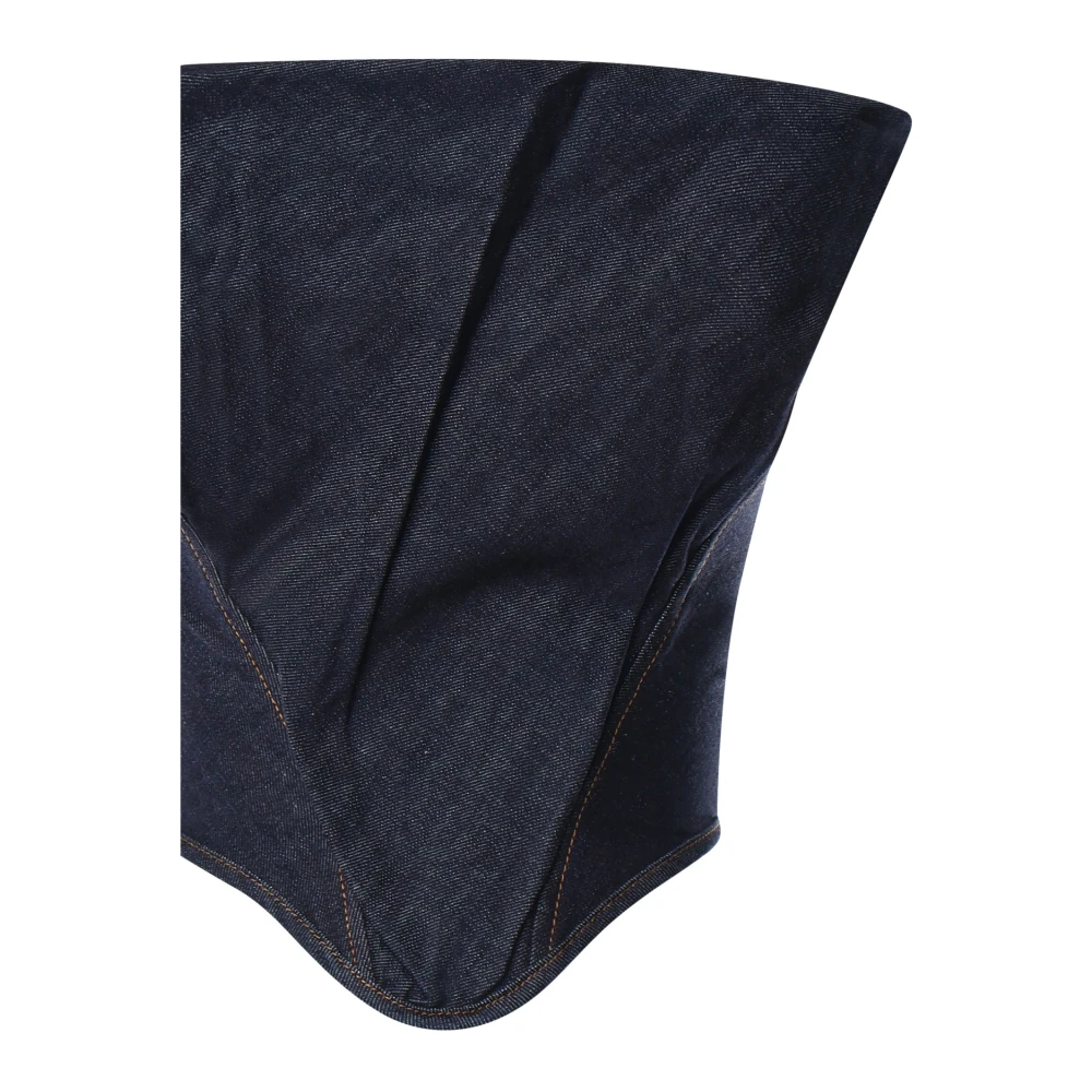 Magda Butrym Blauwe Denim Strapless Korset Top Blue Dames
